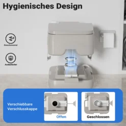 Wiltec mobile Campingtoilette 10 l, kompakte Camping Toilette, Camping WC mit manueller Pumpe, leicht zu reinigendes Campingklo für Wohnmobil
