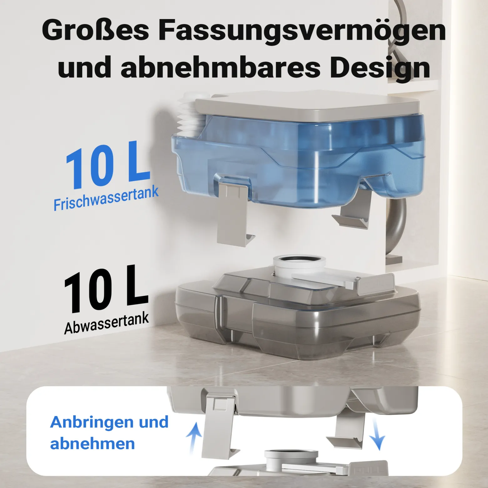Wiltec mobile Campingtoilette 10 l, kompakte Camping Toilette, Camping WC mit manueller Pumpe, leicht zu reinigendes Campingklo für Wohnmobil