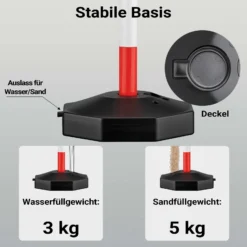 Wiltec mobile Parkplatz Absperrung 80 x 28 x 28 cm, Sperrpfosten mit 1,4 m langer Kette, rot-weiße Absperrpfosten, Poller für Parkplatz sperren