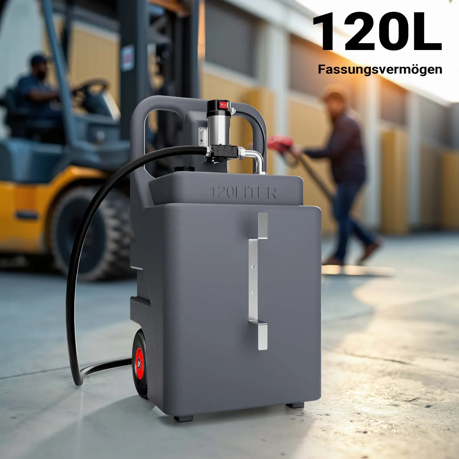 Wiltec mobile Tankanlage 120 l mit 12 V Pumpe, Kraftstoffbehälter für Dieselkraftstoff, tragbare Dieseltankanlage für flexibles Tanken