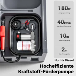 Wiltec mobile Tankanlage 180 l mit 12 V Pumpe, Kraftstoffbehälter für Dieselkraftstoff, tragbare Dieseltankanlage für flexibles Tanken