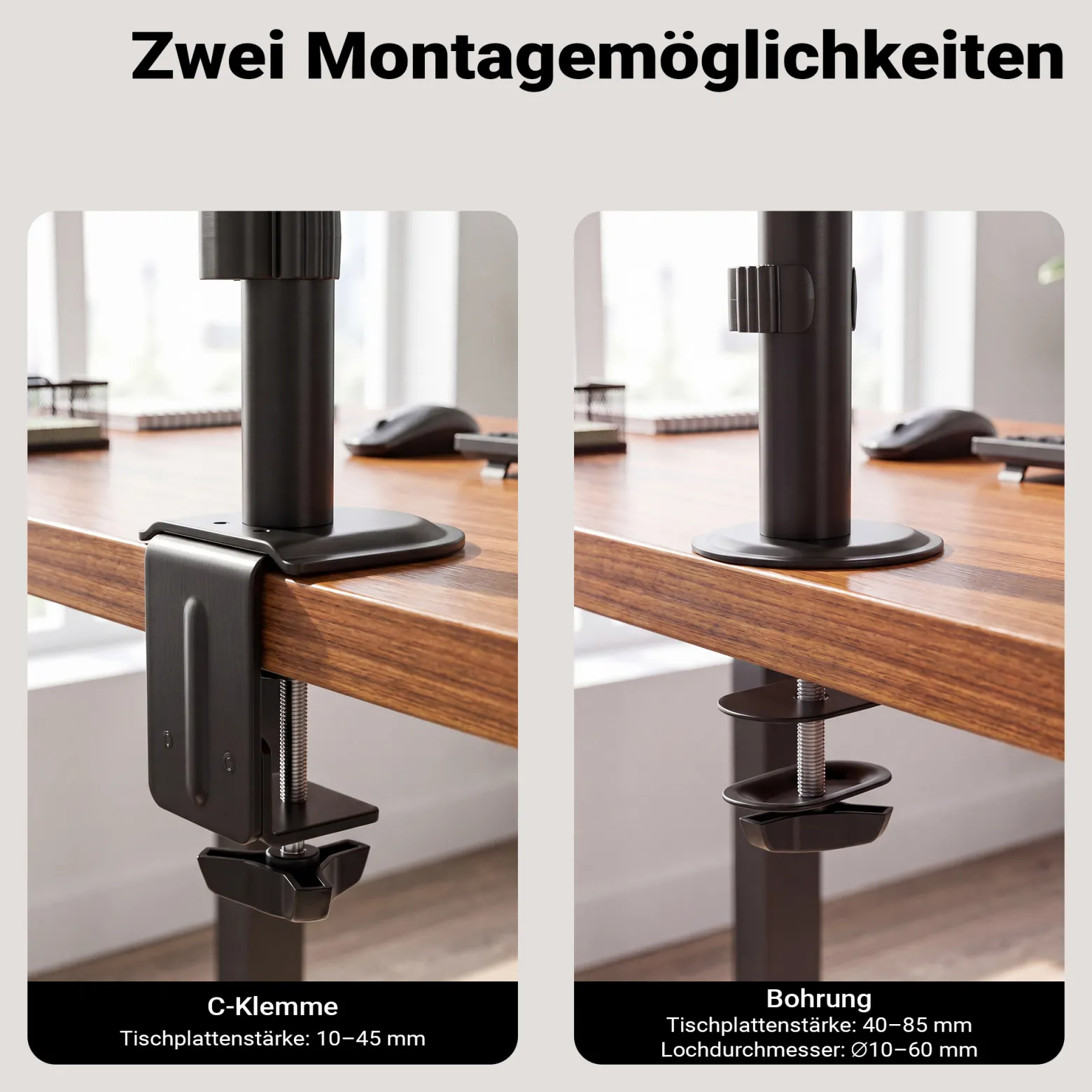 Wiltec Monitorhalterung bis 32 Zoll Bildschirmhalterung bis 9 kg Tischklemme für Monitor VESA 75/100