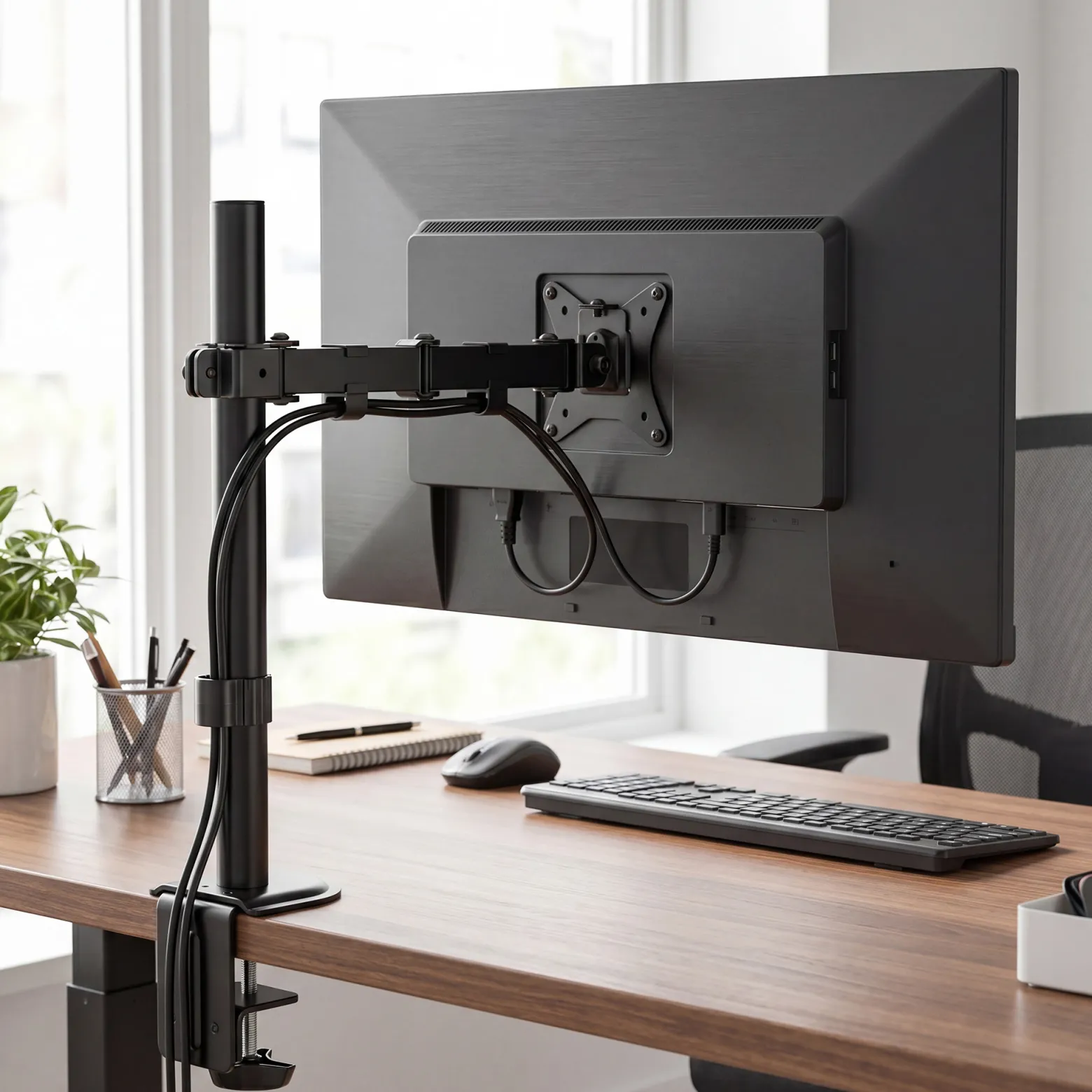 Wiltec Monitorhalterung bis 32 Zoll Bildschirmhalterung bis 9 kg Tischklemme für Monitor VESA 75/100