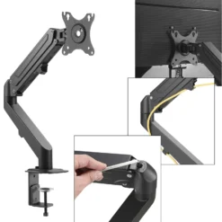 Wiltec Monitorhalterung mit Gasdruckfeder für Monitor 17-27 Zoll Tischhalterung VESA 75x75/100x100