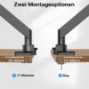 Wiltec Monitorhalterung mit VESA-Platte und -Adapter für flache & gebogene Monitore, Bildschirmhalterung bis 26 kg, Monitorhalter mit Tischklemme