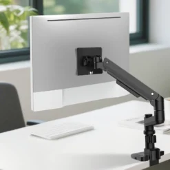 Wiltec Monitorhalterung Schreibtisch mit VESA-Platte für flache & gebogene Monitore, Bildschirmhalterung bis 20 kg, Monitorhalter mit Tischklemme