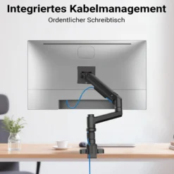 Wiltec Monitorhalterung Schreibtisch mit VESA-Platte für flache & gebogene Monitore, Bildschirmhalterung bis 20 kg, Monitorhalter mit Tischklemme