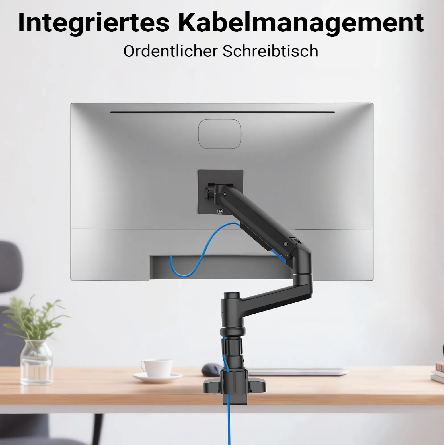 Wiltec Monitorhalterung Schreibtisch mit VESA-Platte für flache & gebogene Monitore, Bildschirmhalterung bis 20 kg, Monitorhalter mit Tischklemme