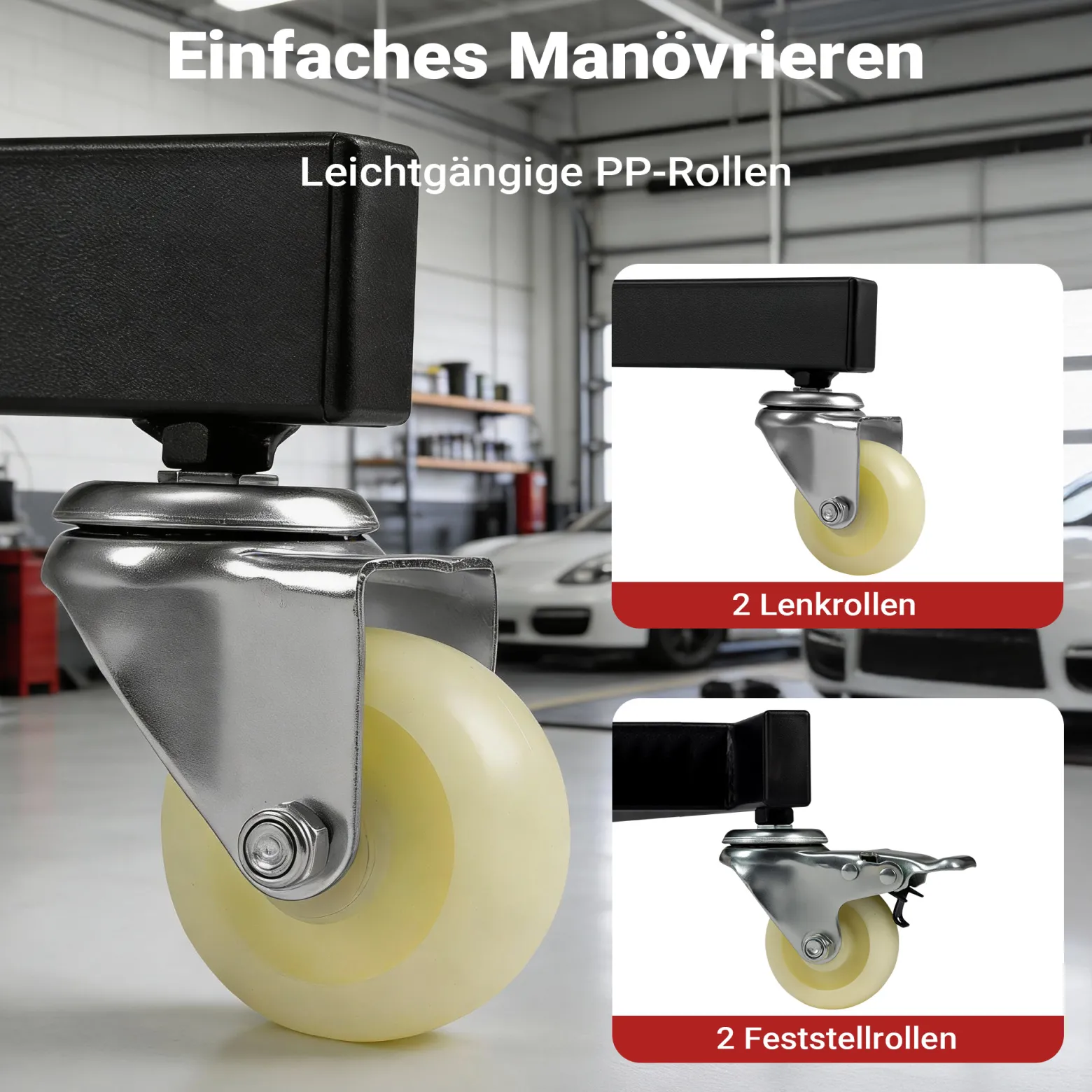 Wiltec Montagerollbrett Automotive Topside Creeper 150 kg höhenverstellbare Montagehilfe mit Leiter