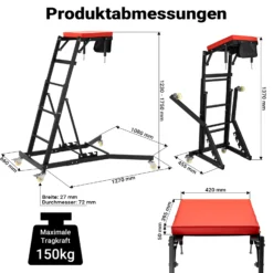 Wiltec Montagerollbrett Automotive Topside Creeper 150 kg höhenverstellbare Montagehilfe mit Leiter