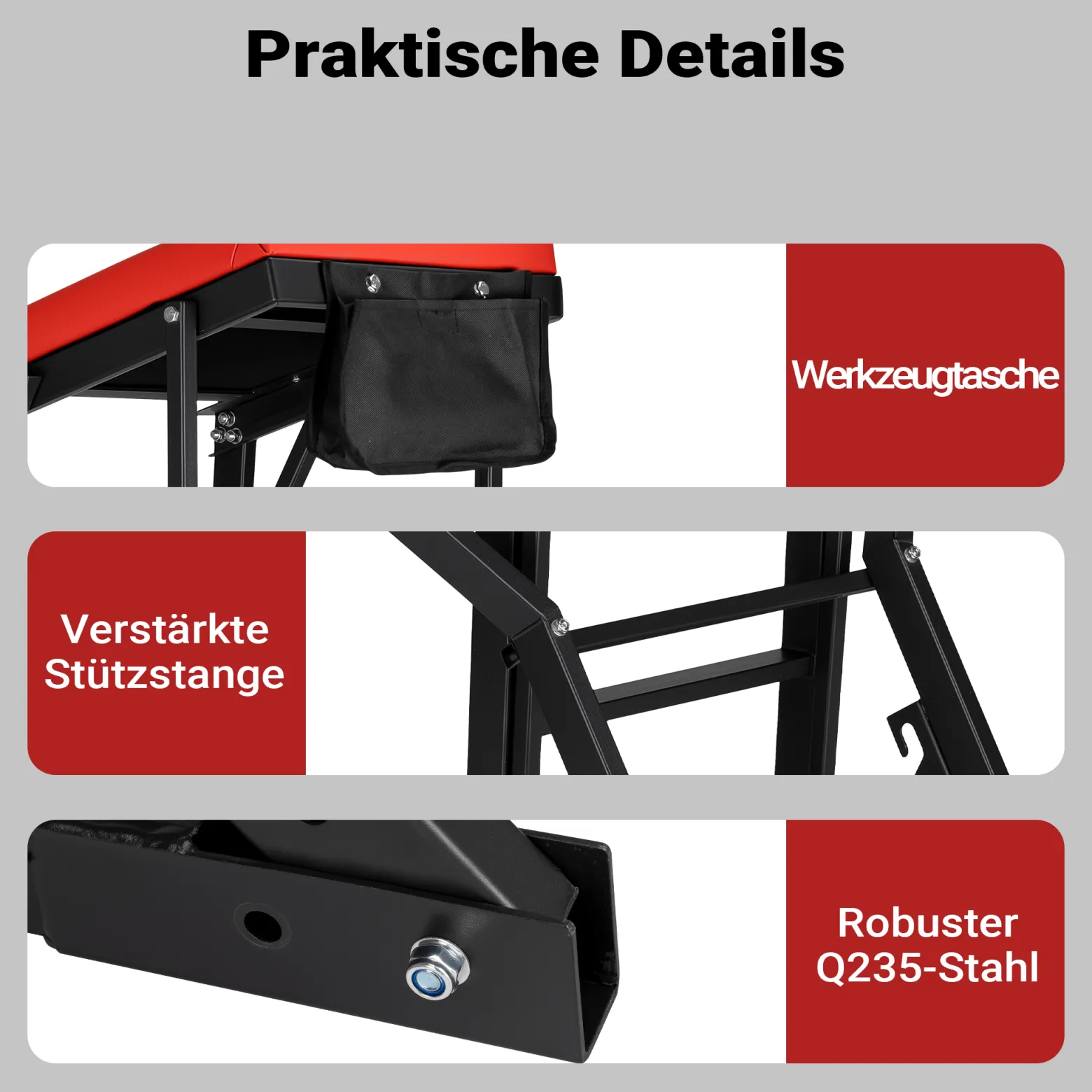 Wiltec Montagerollbrett Automotive Topside Creeper 150 kg höhenverstellbare Montagehilfe mit Leiter