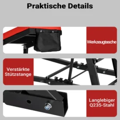 Wiltec Montagerollbrett Automotive Topside Creeper 180 kg höhenverstellbare Montagehilfe mit Leiter