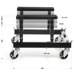 Wiltec Montageständer für Motorrad und ATV mit Rädern bis zu 680kg mit 300–380mm Arbeitshöhe für Hebebühnen, Montagebock