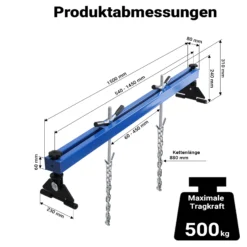 Wiltec Motorbrücke bis zu 500kg Kotflügeltraverse zur Reparatur an Motoren Motorhalter, Motorheber