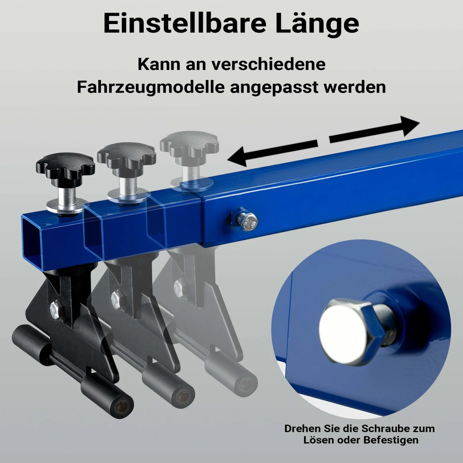 Wiltec Motorbrücke bis zu 300 kg Kotflügeltraverse 111-179 x 23 x 35 cm, Motorhalter für Reparaturen an Motoren, Motorheber für Auto, Hebekran aus Stahl