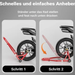 Wiltec Motorradständer hinten für 200-340 mm Reifen, 370 x 325 mm, als Montagehilfe aus Stahl für Hinterrad, Motorradheber bis 450 kg