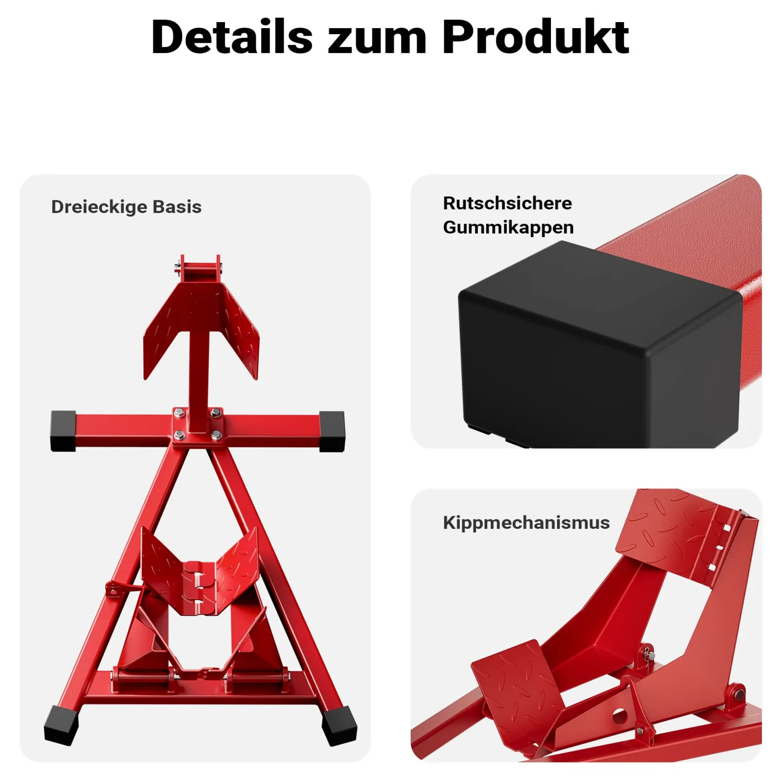 Wiltec Motorradständer vorne für 17-21" 60-160 mm Reifen, 670 x 480 mm, als Montagehilfe aus Stahl mit Gummifüßen für Vorderrad, Motorradheber