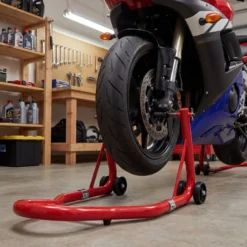 Wiltec Motorradständer vorne für 230-290 mm Reifen, 670 x 445 mm, als Montagehilfe aus Stahl für Vorderrad, Motorradheber bis 450 kg, Frontheber