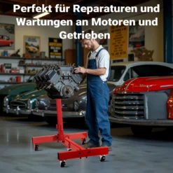 Wiltec Motorständer bis 680 kg, Motorheber mit 360° Lenkrollen, Getriebeheber mit Montagekopf drehbar, Getriebehalter klappbar, robuste Motorhalterung