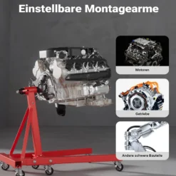 Wiltec Motorständer bis zu 900kg aus lackiertem Stahl mit Rollen Motorheber, Getriebeheber, Getriebehalter