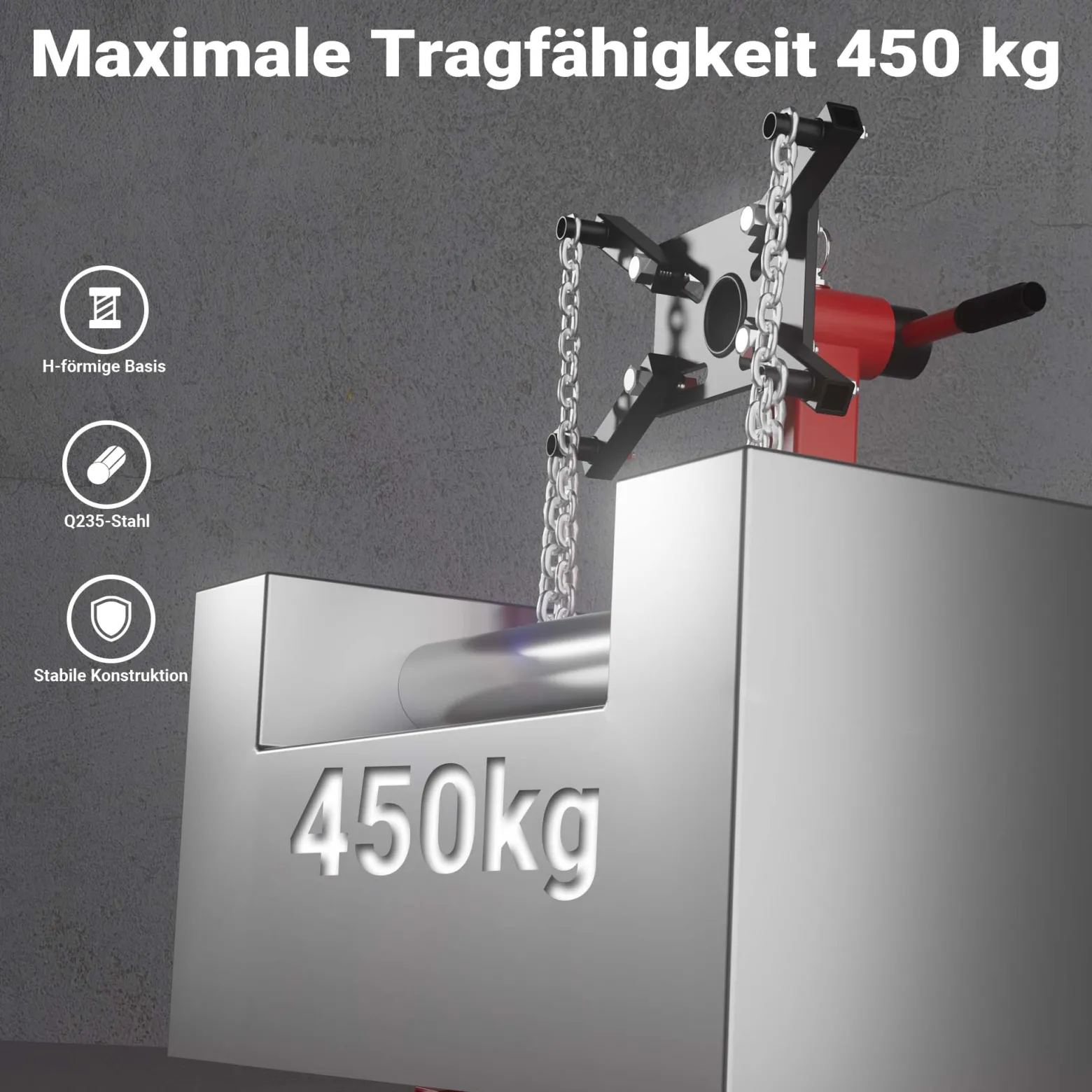 Wiltec Motorständer bis zu 450kg aus lackiertem Stahl mit Rollen Motorheber, Getriebeheber, Getriebehalter