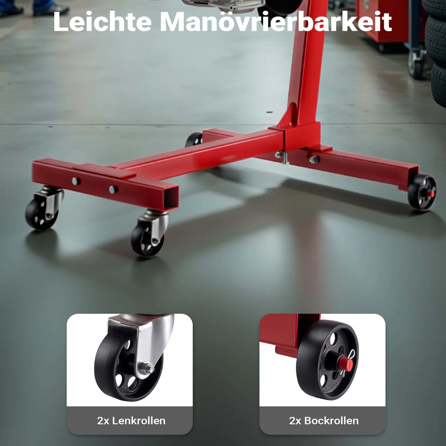 Wiltec Motorständer bis zu 450kg aus lackiertem Stahl mit Rollen Motorheber, Getriebeheber, Getriebehalter