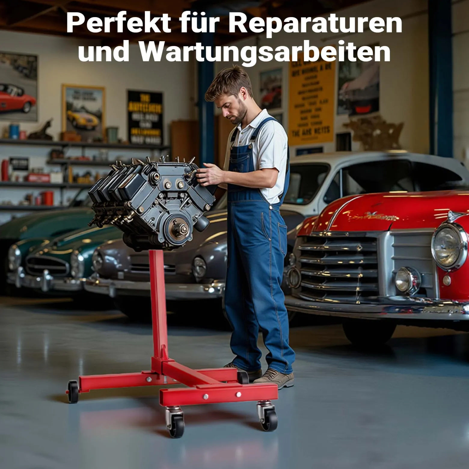 Wiltec Motorständer bis zu 450kg aus lackiertem Stahl mit Rollen Motorheber, Getriebeheber, Getriebehalter
