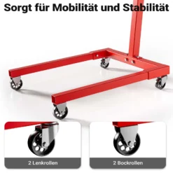 Wiltec Motorständer bis zu 570kg aus lackiertem Stahl mit Rollen Motorheber, Getriebeheber, Getriebehalter