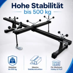 Wiltec Motortraverse Motorhalter 500 kg mit Querträger, verstellbare Motorbrücke 400–1400 mm, Motorstütze für Motor und Getriebe