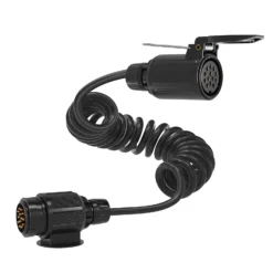 Wiltec 3 m Spiralkabel 13-polig auf 13-polig, Anhängerkabel Verlängerung mit Kunststoffstecker und Buchse, flexibles Kabel für Anhänger, PKW und Transporter