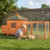 Wiltec Nagerhaus 1950 x 635 x 1200 mm, Hasenstall aus Fichtenholz, mit Bitumeneindeckung, Hühnerstall mit Nistkasten, Kleintierhaus Freilauf Gehege