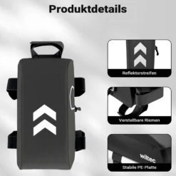Wiltec Oberrohrtasche Fahrrad, Rahmentasche für Rennrad und Gravel, Fahrradtasche mit Magnetverschluss, Bikepacking-Rahmentasche wasserdicht, robuste Frame Bag