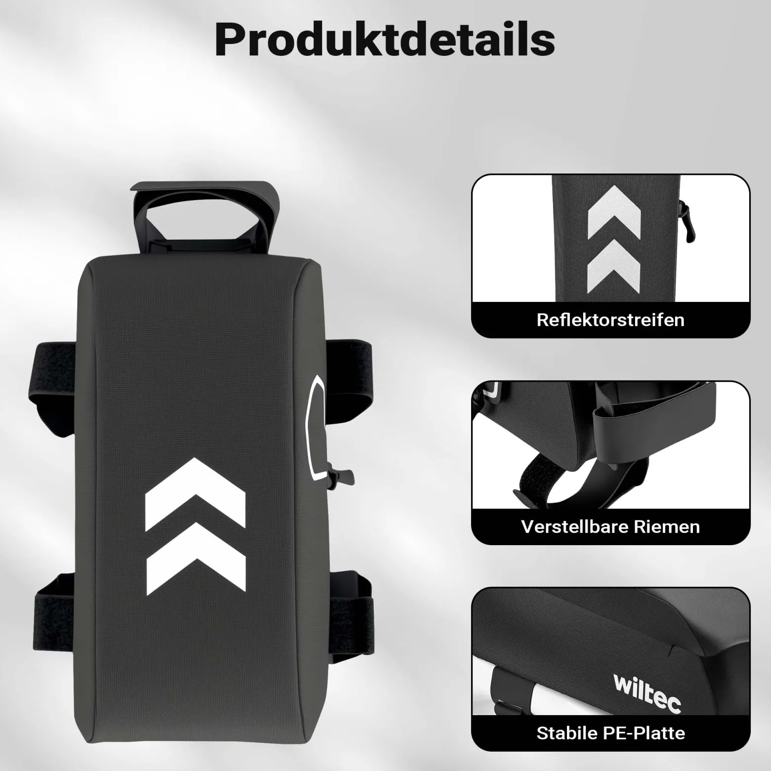 Wiltec Oberrohrtasche Fahrrad, Rahmentasche für Rennrad und Gravel, Fahrradtasche mit Magnetverschluss, Bikepacking-Rahmentasche wasserdicht, robuste Frame Bag