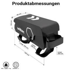 Wiltec Oberrohrtasche Fahrrad, Rahmentasche für Rennrad und Gravel, Fahrradtasche mit Magnetverschluss, Bikepacking-Rahmentasche wasserdicht, robuste Frame Bag