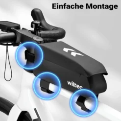 Wiltec Oberrohrtasche Fahrrad, Rahmentasche für Rennrad und Gravel, Fahrradtasche mit Magnetverschluss, Bikepacking-Rahmentasche wasserdicht, robuste Frame Bag