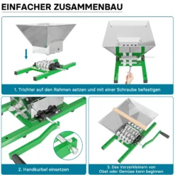 Wiltec Obstmühle mit 7L Trichter und Handkurbel Obsthäcksler leicht zu reinigen für Saftpresse Obstpresse zur Herstellung von Saft Würze oder Most