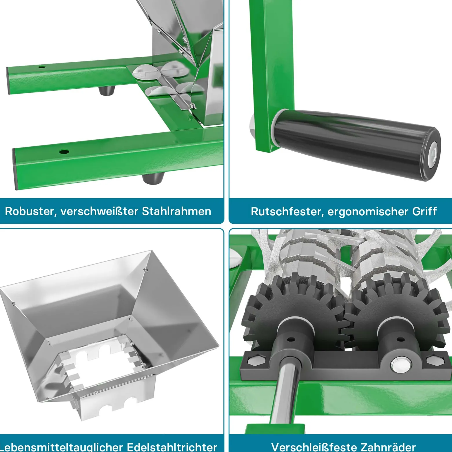 Wiltec Obstmühle mit 7L Trichter und Handkurbel Obsthäcksler leicht zu reinigen für Saftpresse Obstpresse zur Herstellung von Saft Würze oder Most
