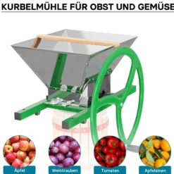 Wiltec Obstmühle mit 7L Trichter und runder Handkurbel Obsthäcksler leicht zu reinigen für Saftpresse Obstpresse zur Herstellung von Saft Würze oder Most