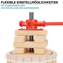 Wiltec Obstpresse 6L Maischepresse mit 3 passenden Presstüchern Weinpresse aus Holz Apfelpresse Saftpresse