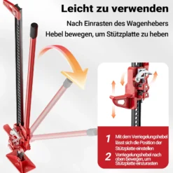 Wiltec Offroad Wagenheber bis 3000 kg max. 76 cm, Farmer Jack für Geländewagen, SUV, ATV und Anhänger, Farm Jack Wagenheber aus Stahl