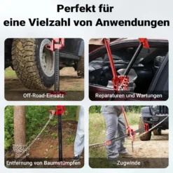 Wiltec Offroad Wagenheber bis 3000 kg max. 76 cm, Farmer Jack für Geländewagen, SUV, ATV und Anhänger, Farm Jack Wagenheber aus Stahl