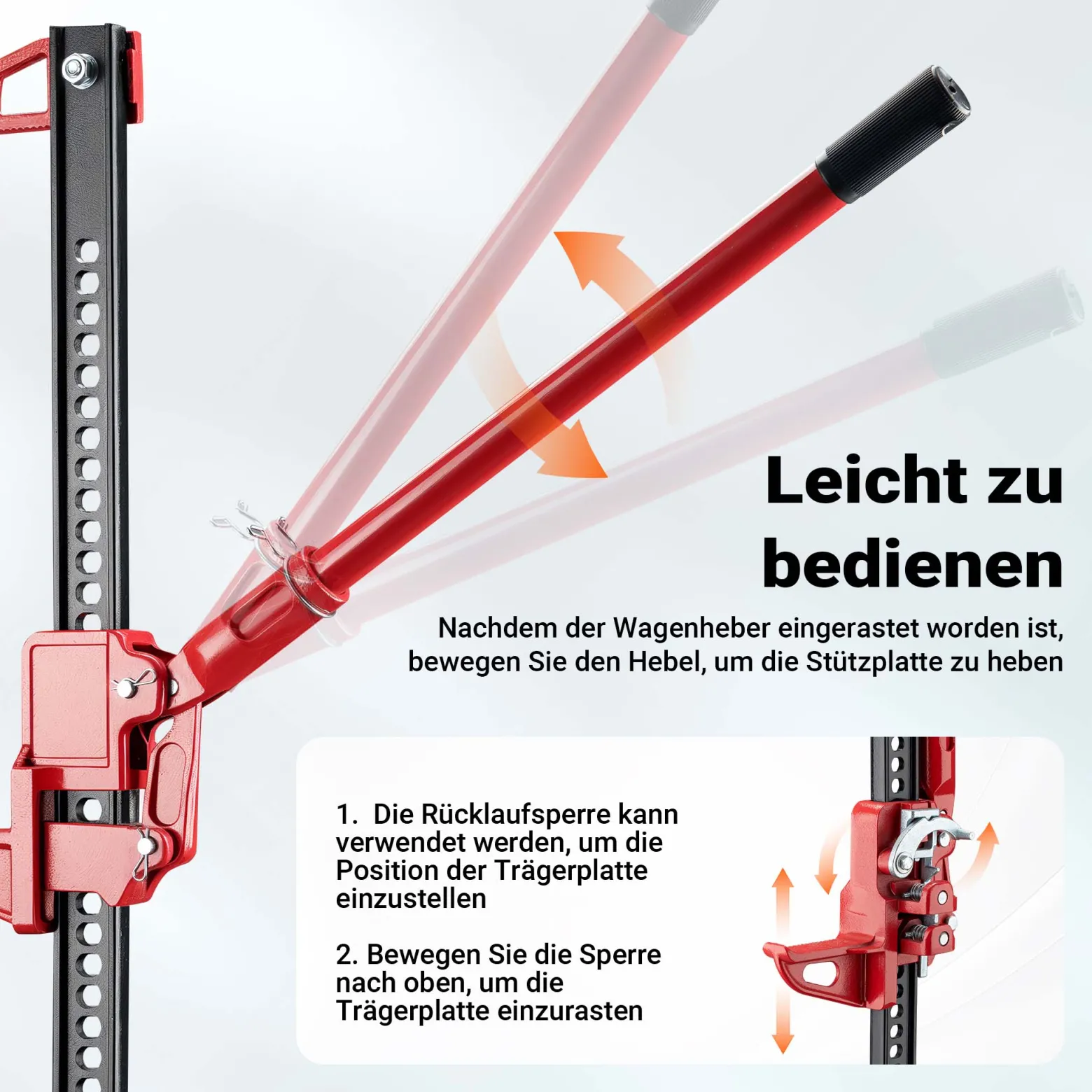 Wiltec Offroad Wagenheber mit 3000 kg Tragkraft 20 Zoll, Farm Jack mit Hubhöhe 125–400 mm für Geländewagen, SUV, ATV und Anhänger