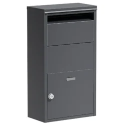 Wiltec Paketkasten anthrazit 410 x 220 x 750 mm, Paketbox Zuhause, private Paketannahme passend für Pakete und Päckchen, Standbriefkasten Stahl