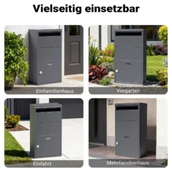 Wiltec Paketkasten anthrazit 410 x 220 x 750 mm, Paketbox Zuhause, private Paketannahme passend für Pakete und Päckchen, Standbriefkasten Stahl