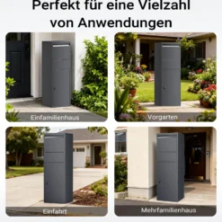 Wiltec Paketkasten Anthrazit 460 x 450 x 1400 mm, Paketbox Zuhause, private Paketannahme passend für Pakete der Größe S und L, Standbriefkasten