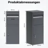 Wiltec Paketkasten anthrazit 410 x 380 x 1020 mm, Paketbox Zuhause, private Paketannahme passend für Pakete und Päckchen, Standbriefkasten Stahl