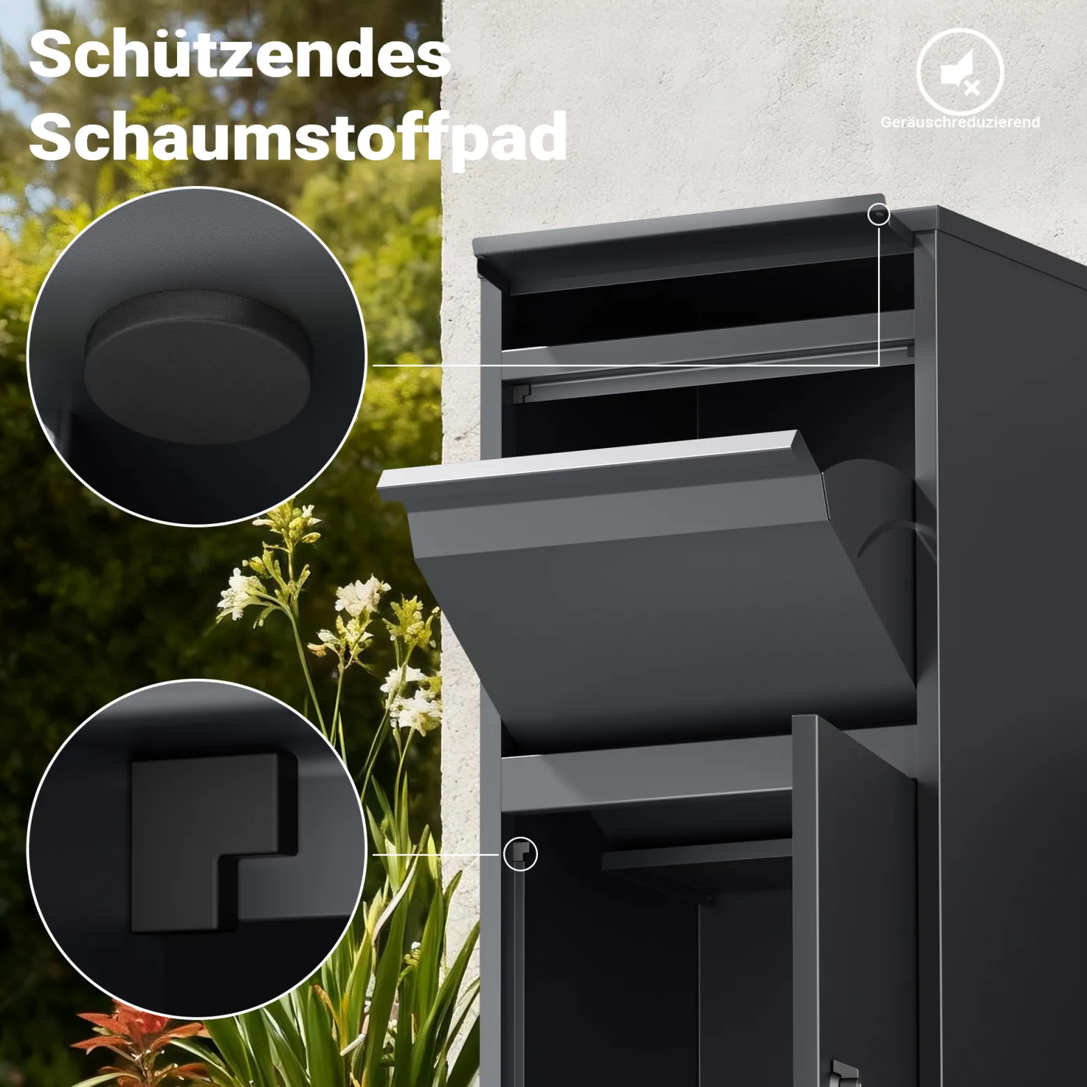Wiltec Paketkasten anthrazit 410 x 380 x 1020 mm, Paketbox Zuhause, private Paketannahme passend für Pakete und Päckchen, Standbriefkasten Stahl