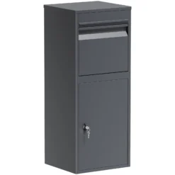 Wiltec Paketkasten anthrazit 410 x 380 x 1020 mm, Paketbox Zuhause, private Paketannahme passend für Pakete und Päckchen, Standbriefkasten Stahl