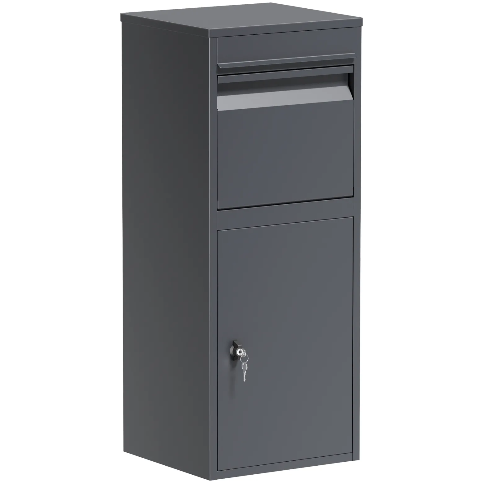 Wiltec Paketkasten anthrazit 410 x 380 x 1020 mm, Paketbox Zuhause, private Paketannahme passend für Pakete und Päckchen, Standbriefkasten Stahl