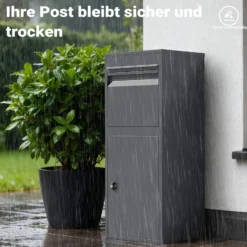 Wiltec Paketkasten anthrazit 410 x 380 x 1020 mm, Paketbox Zuhause, private Paketannahme passend für Pakete und Päckchen, Standbriefkasten Stahl